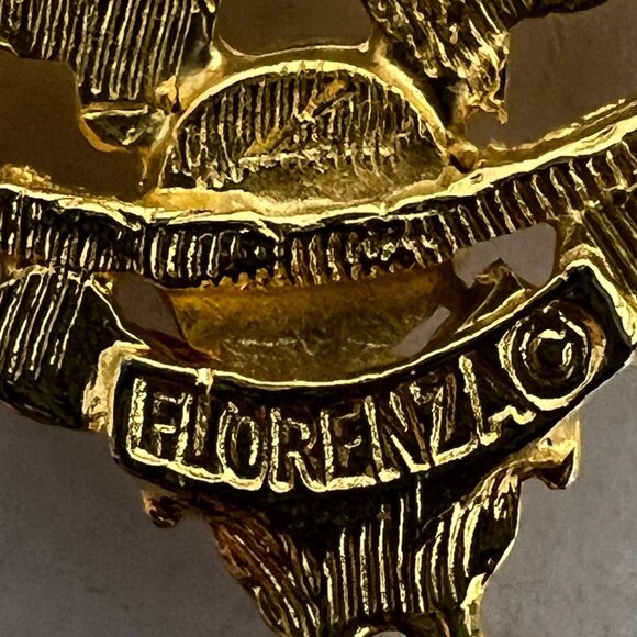 Vintage Florenza Necklace Long Statement Gold Tone Pearl Stations and Pendant - Picture 6 of 6